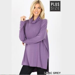 Cowl Turtle Neck Dolman Long Sleeve Top Lilac Sz. 2X Plus purple light long 🆕